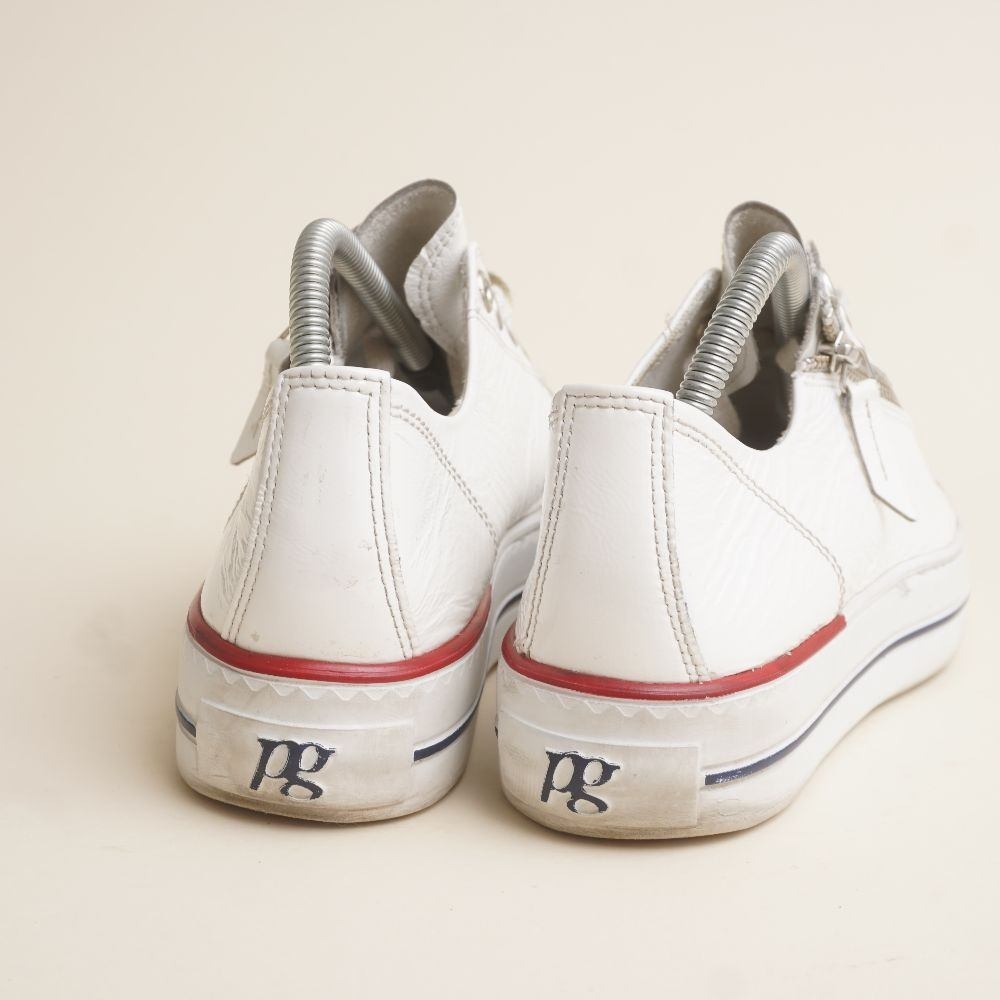 Paul Green White Leather Sneakers with Red and Blue Accent - Picture 5 of 9